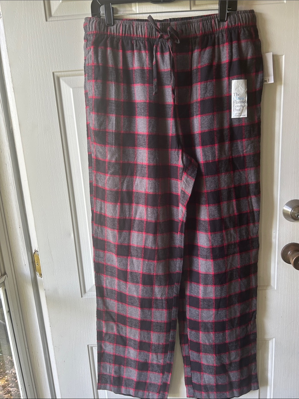 Men's Gray & Red Plaid Lounge Pants